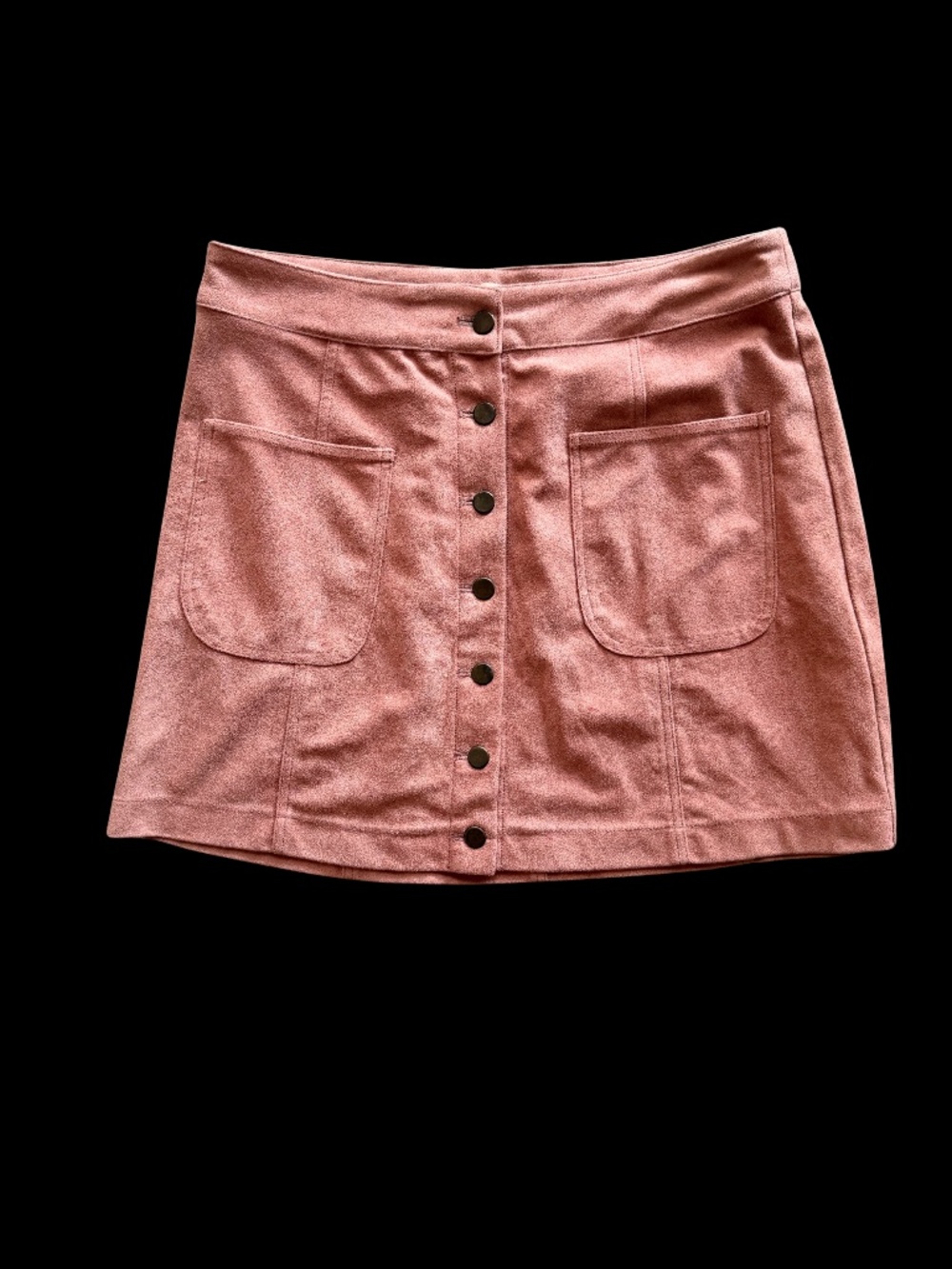 Cotton Candy LA Faux Suede Button Mini Skirt